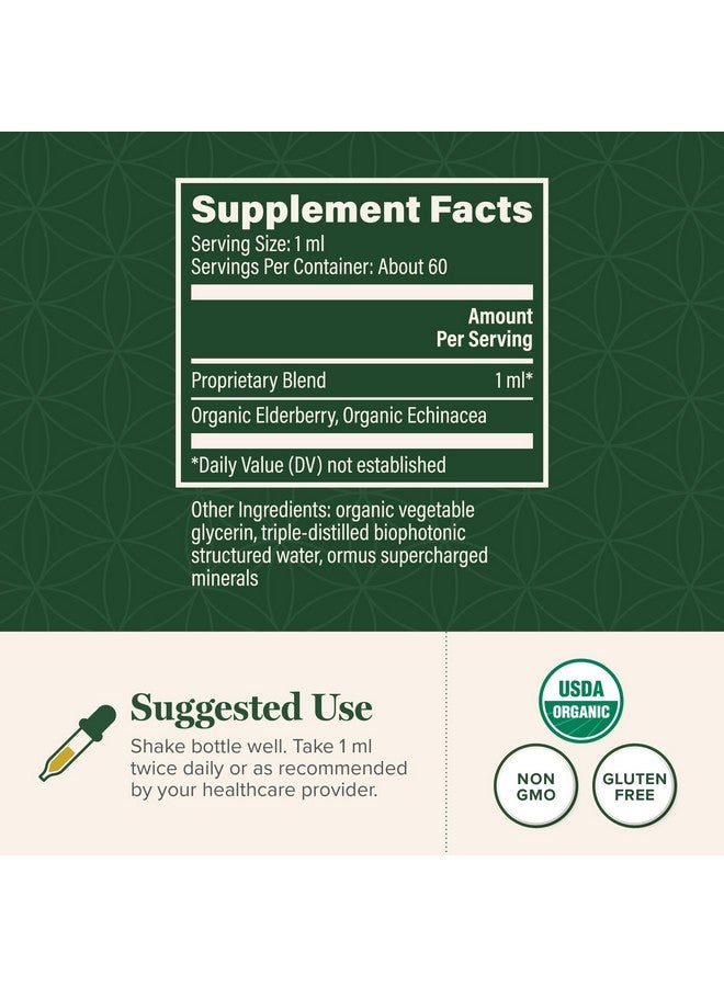 Global Healing Center USDA Organic Elderberry & Echinacea Liquid Supplement Tincture | Antioxidant Immune Support Against Harmful Organisms for Adults and Kids, Vegan, Non-GMO, 2-Month Supply (2 Oz) - Image 3