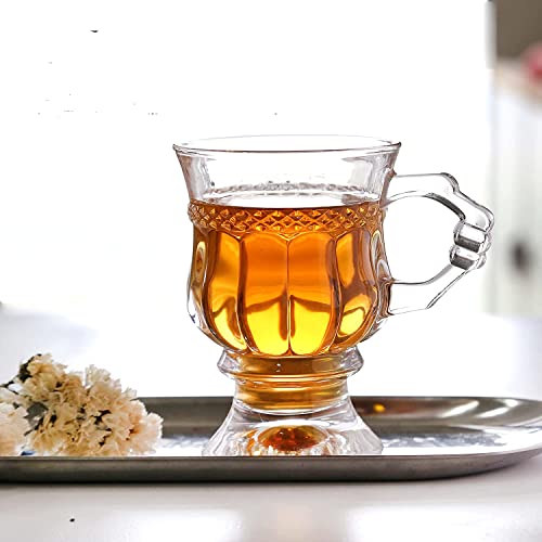 MARTVIA 160ML Crystal Clear Toughened Glass Tea Cup with Convenient Solid Handle Cups, Espresso Mug Set for Tea, Coffee, Hot/Cold Drinks (Round, 6) - Image 2