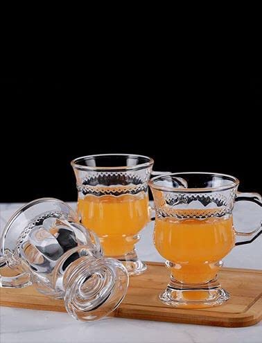 MARTVIA 160ML Crystal Clear Toughened Glass Tea Cup with Convenient Solid Handle Cups, Espresso Mug Set for Tea, Coffee, Hot/Cold Drinks (Round, 6) - Image 3