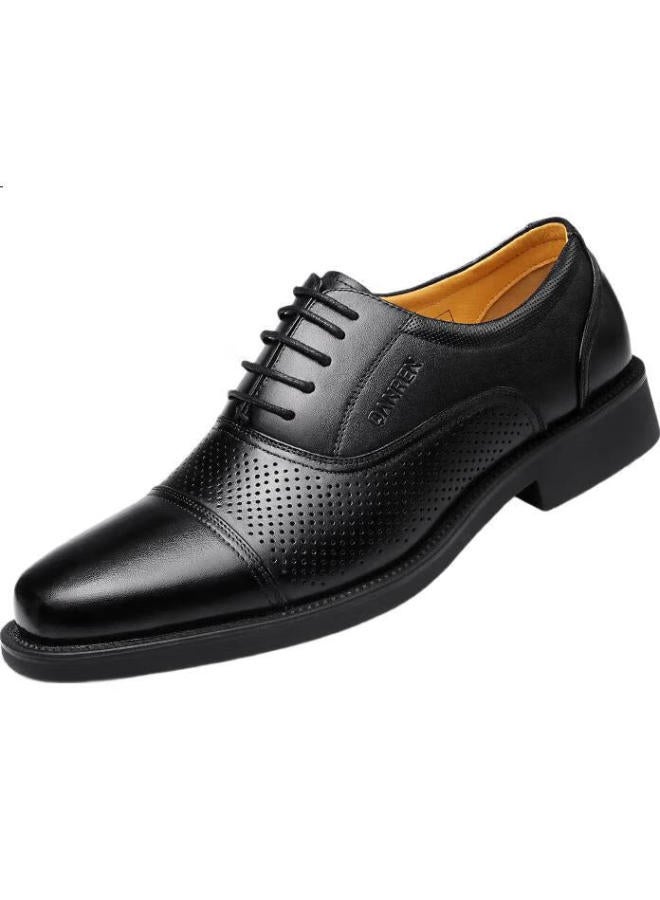 Strongman Qiangren Men'S Formal Shoes 3515 High Quality Top Layer Cowhide Business Leather Sandals 15 Three-Joint Sandals Black Size 44 - Image 1