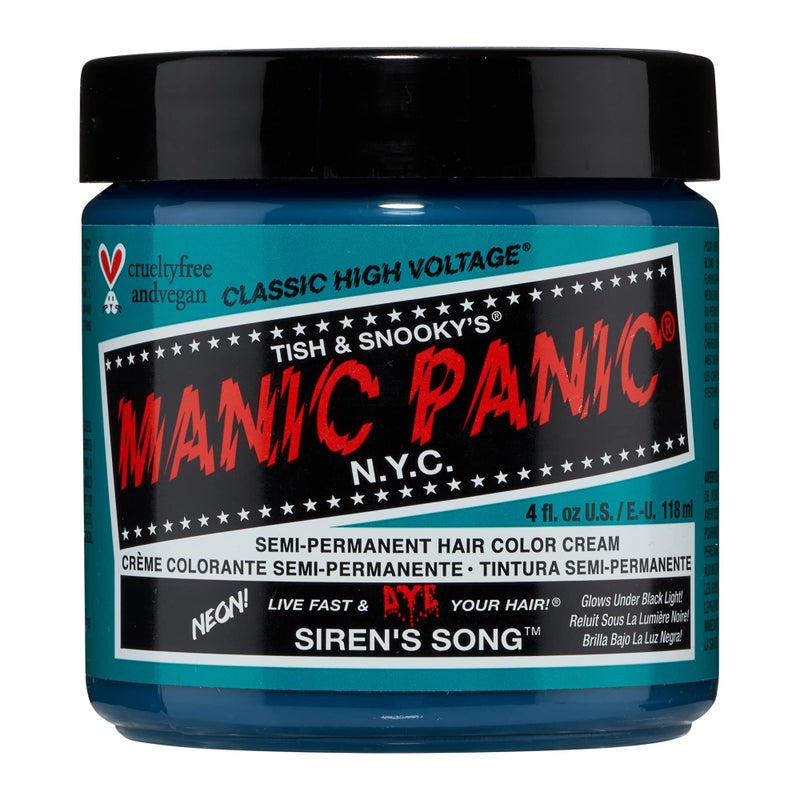 MANIC PANIC Classic Siren's Song Semi Permanent Hair Color - Neon Blue-Green Hair Dye for Women & Men That Lasts 4-6 Weeks - Vegan, Ammonia & Cruelty-Free - Create & Mix Custom Shades (4oz) - Image 1