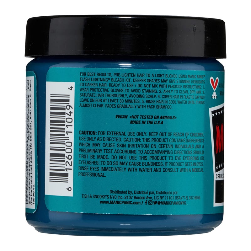 MANIC PANIC Classic Siren's Song Semi Permanent Hair Color - Neon Blue-Green Hair Dye for Women & Men That Lasts 4-6 Weeks - Vegan, Ammonia & Cruelty-Free - Create & Mix Custom Shades (4oz) - Image 2