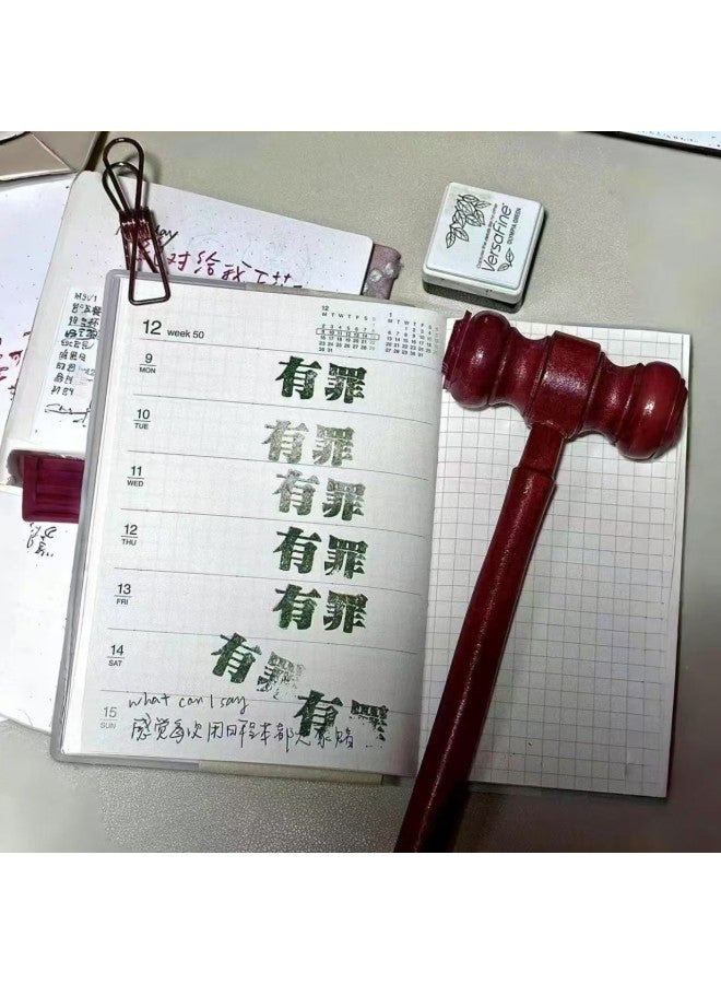 Creative Guilty And Innocent Judge Hammer Seal Homemade Funny Student Hand Account Seal Decorated With Printing Material-Color:Red - Image 3