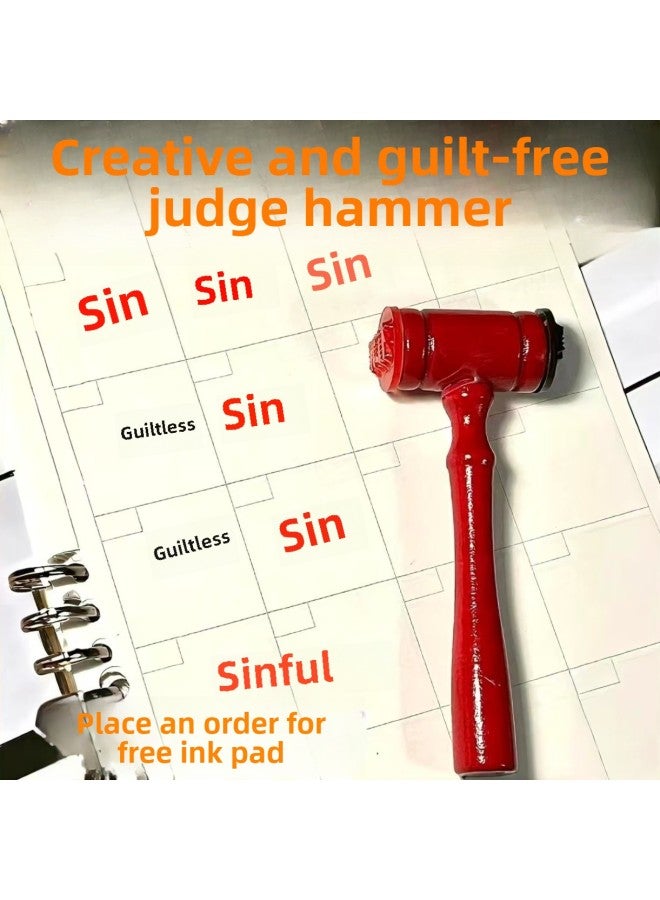 Creative Guilty And Innocent Judge Hammer Seal Homemade Funny Student Hand Account Seal Decorated With Printing Material-Color:Red - Image 1