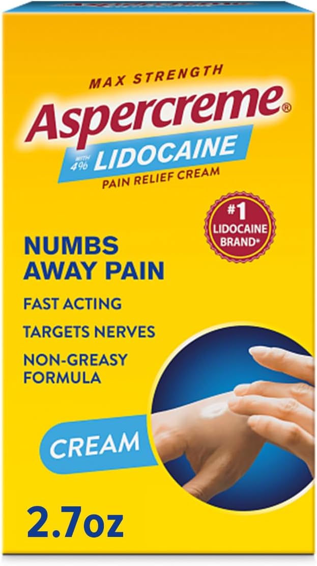 Aspercreme Lidocaine Pain Relief Cream Soothes Aggravated Nerves Numbing Topical Analgesic with MaxStrength 4 Lidocaine  Moisturizing Aloe 27 Oz - Image 1
