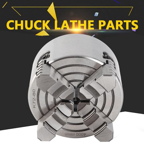 Zetiling Lathe Chuck, K72-80 4 Jaw 3.15 Inch 4000r per min Independent and Reversible Jaw Metal Lathe Chuck Turning Machine Accessories with 1 Hex wrench and 3 Screws - Image 5
