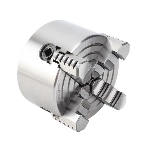 Zetiling Lathe Chuck, K72-80 4 Jaw 3.15 Inch 4000r per min Independent and Reversible Jaw Metal Lathe Chuck Turning Machine Accessories with 1 Hex wrench and 3 Screws - Image 2