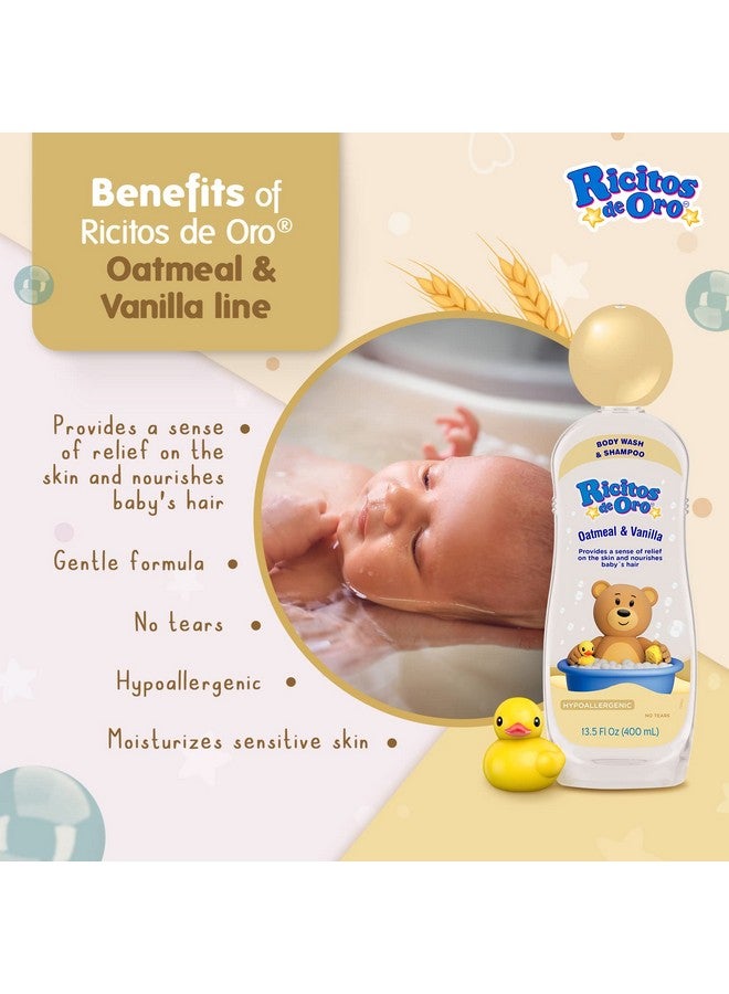 Ricitos de Oro Baby Shampoo and Body Wash, Formula with Oats and Vanilla, Hypoallergenic, Tear-Free Body Wash and Shampoo, 2-Pack of 13.5 Fl Oz Each, 2 Bottles - Image 3