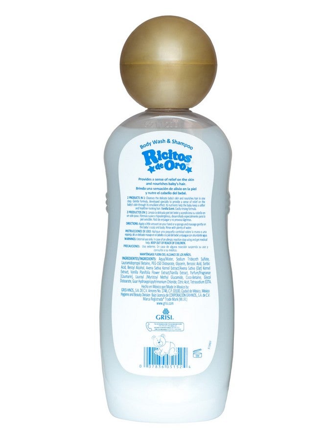 Ricitos de Oro Baby Shampoo and Body Wash, Formula with Oats and Vanilla, Hypoallergenic, Tear-Free Body Wash and Shampoo, 2-Pack of 13.5 Fl Oz Each, 2 Bottles - Image 1