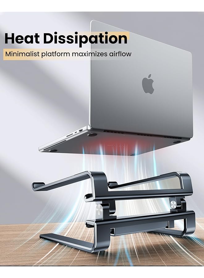 erorex Adjustable Laptop Stand For Desktop Foldable Portable Computer Stand Adjustable Height Ergonomic Computer Stand Aluminum Laptop Stand Ventilated Cooling Notebook Computer Stand Gray - Image 3