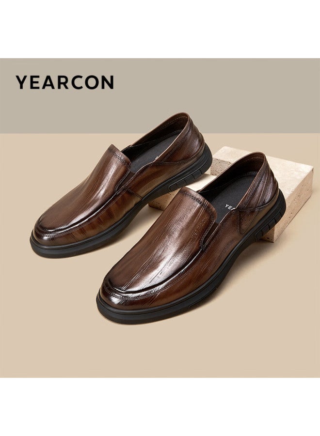 YEARCON Yierkang Men's Business Casual Leather Driving Shoes Men's Loafers Urban Commute 86170w Brown 43 - Image 1