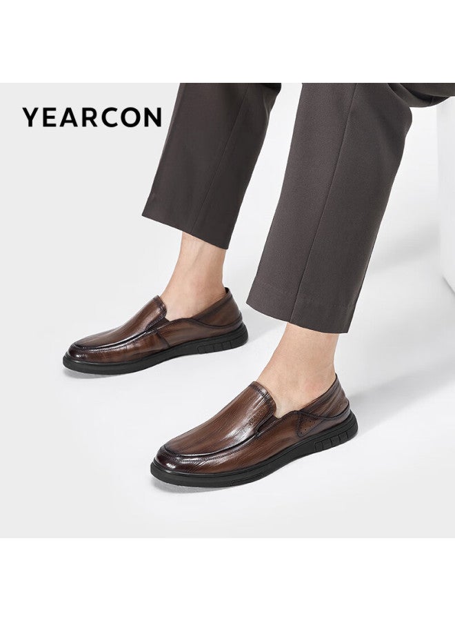 YEARCON Yierkang Men's Business Casual Leather Driving Shoes Men's Loafers Urban Commute 86170w Brown 43 - Image 2