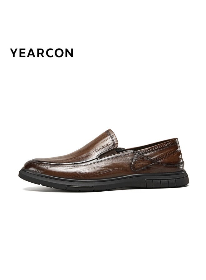 YEARCON Yierkang Men's Business Casual Leather Driving Shoes Men's Loafers Urban Commute 86170w Brown 43 - Image 4