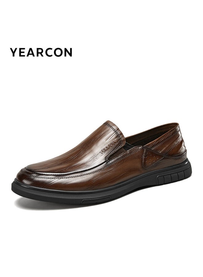 YEARCON Yierkang Men's Business Casual Leather Driving Shoes Men's Loafers Urban Commute 86170w Brown 43 - Image 3