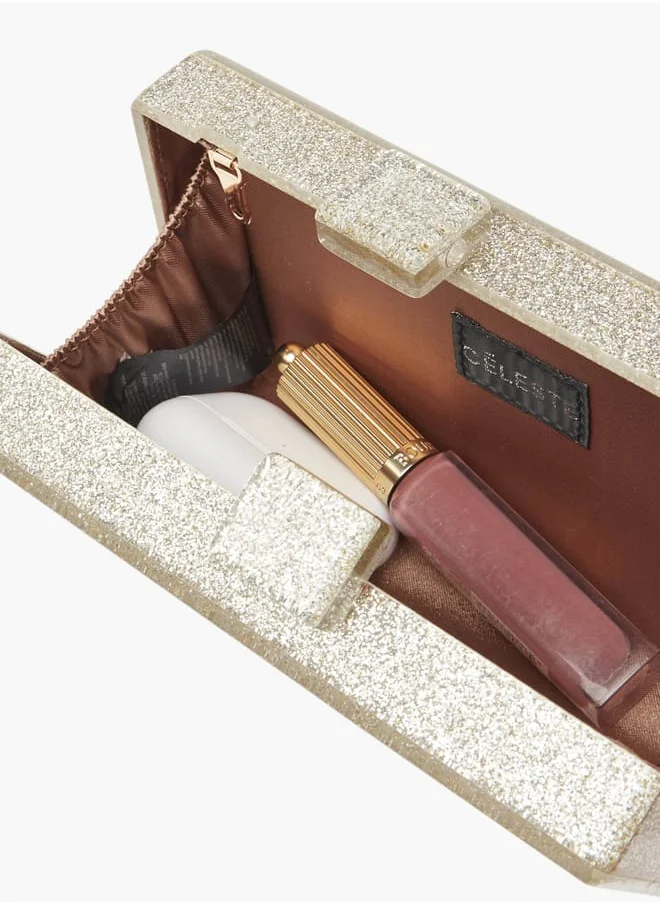 Celeste Women's Embellished Clutch with Detachable Chain Strap and Clasp Closure Ramadan Collection