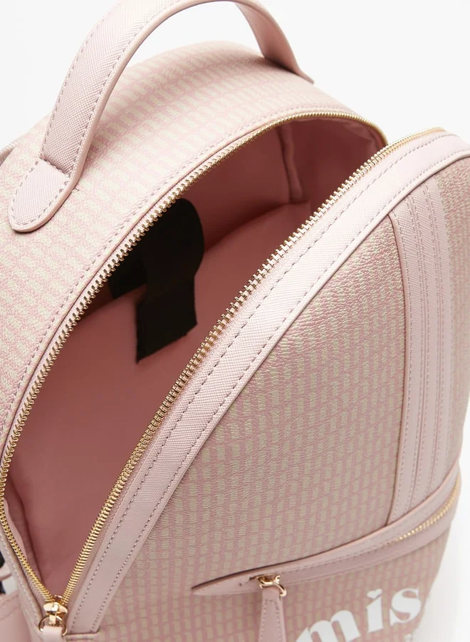 MISSY Women's Monogram Print Backpack with Adjustable Shoulder Straps and Zip Closure