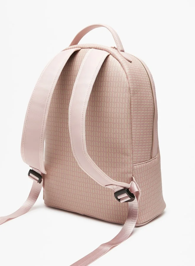 MISSY Women's Monogram Print Backpack with Adjustable Shoulder Straps and Zip Closure