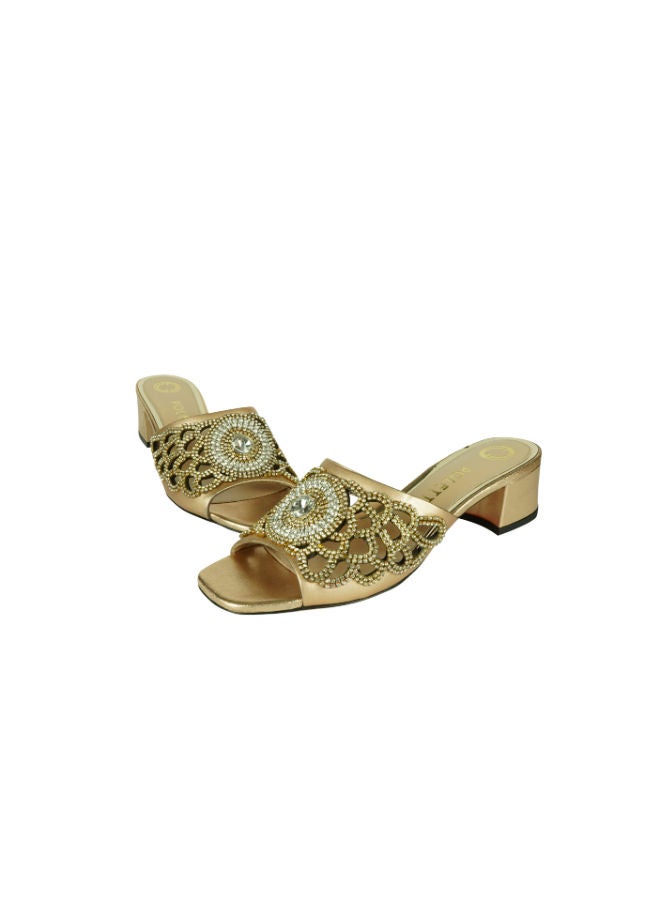 POLETTO Poletto Ladies Block Heel 54412 C1424 Bronze  - Image 2