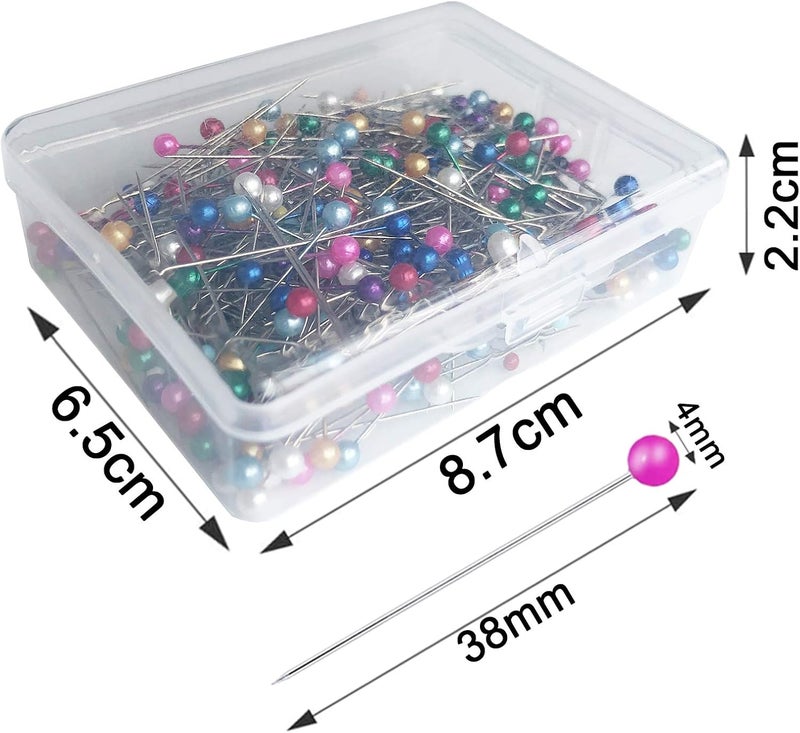 Benvo 250Pcs Sewing Pins with Plastic Pearl Head Pins Straight Quilting Pin 38mm Multicolor Ball Heads Pins with Hanging Plastic Contain Box for DIY Sewing Craft Dressmaker Jewelry Decoration Fabric - Image 2