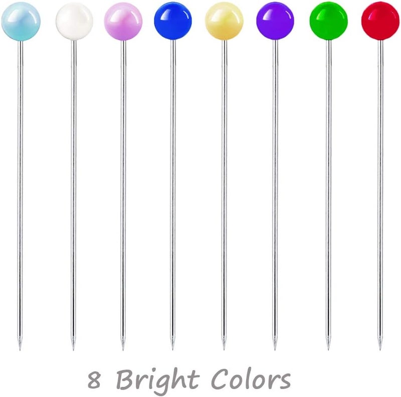 Benvo 250Pcs Sewing Pins with Plastic Pearl Head Pins Straight Quilting Pin 38mm Multicolor Ball Heads Pins with Hanging Plastic Contain Box for DIY Sewing Craft Dressmaker Jewelry Decoration Fabric - Image 3