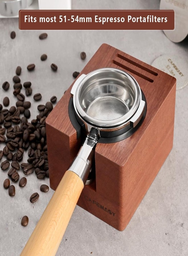 CAFEMASY Espresso Tamping Station Wood 54mm-51mm - Natural Walnut Portafilter Holder Coffee Tamper Station Espresso Tools Puck Screen Organzier Espresso Machine Accessories - Image 2