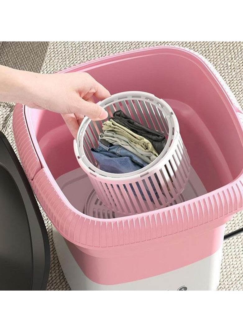 Mini Portable Folding Washing Machine (Pink) - Image 3
