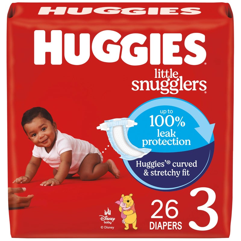 HUGGIES حفاضات هاجيز حجم 3، حفاضات بيبي ليتل سنجلرز، حجم 3 (16-28 رطل)، 26 قطعة، قد يختلف التعبئة - Image 1