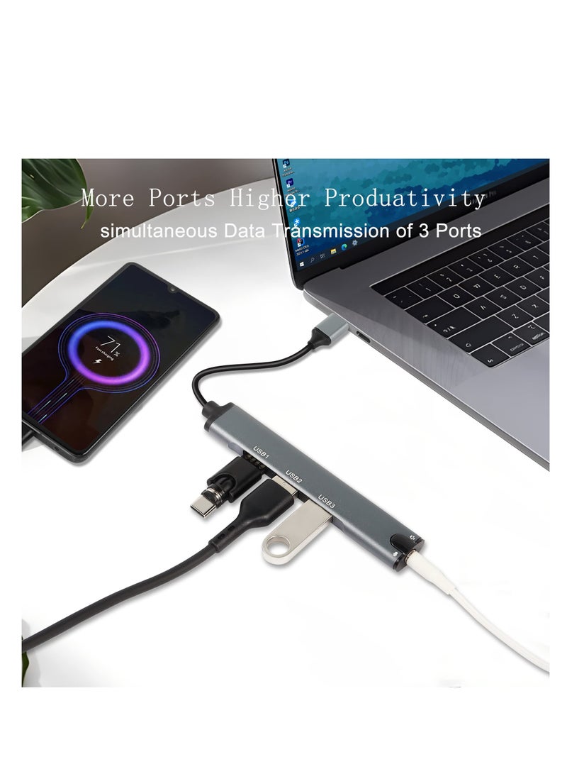 SYOSI USB Hub, 4-in-1 USB Docking Station with 3.5mm Audio Headphone + Microphone Jack Hub Adapter, USB 3.0 Multiport Allocator for Laptop Phone Headphone, Quality Aluminum alloy material - Image 3