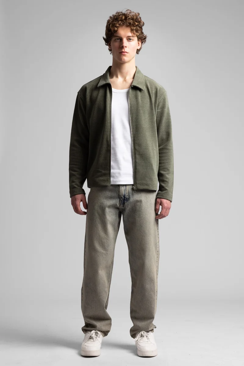 Catch Zip-up Ribbed Sweatshirt