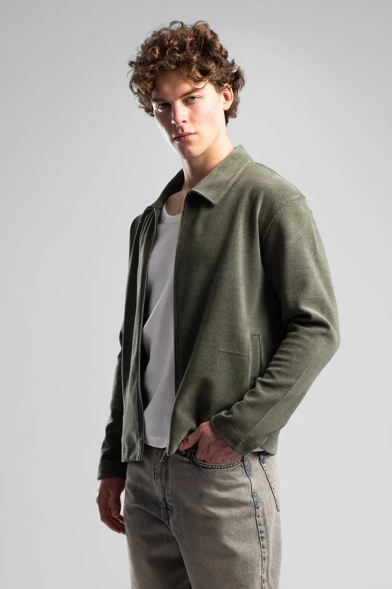 Catch Zip-up Ribbed Sweatshirt