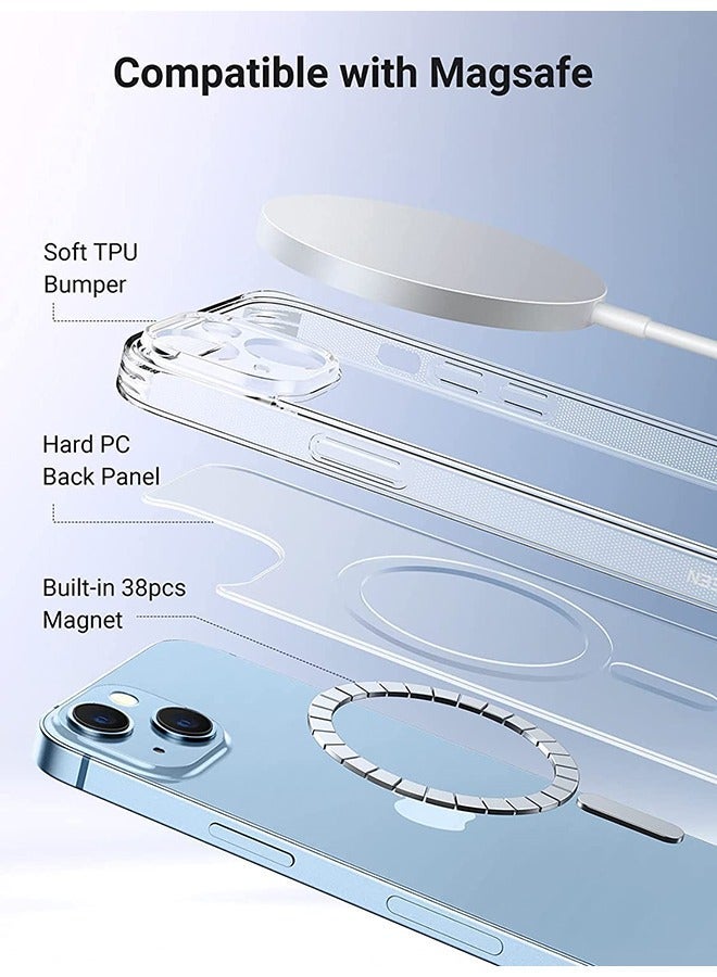 iPhone 14 Magsafe Case 6.1 Inch Slim Thin Magnetic Case Yellowing-Resistant Anti-Drop Shock Absorption Anti-Scratch and Hard Back Crystal Case Cell Phone Cover Compatible with iPhone 14 Case  - Image 4