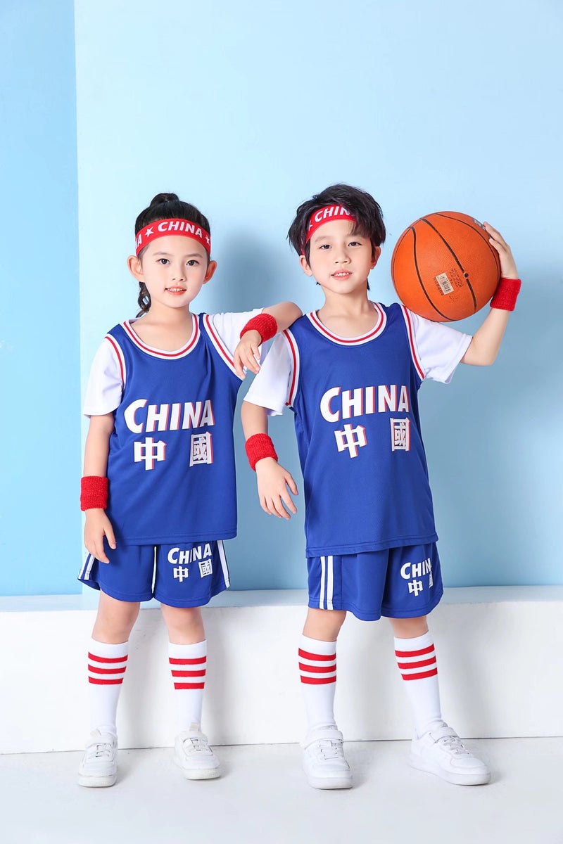 Children'S Chinese Team Jersey Basketball Uniform Kindergarten Baby Short-Sleeved Basketball Jersey Boys And Girls Students Fake Two-Piece Jersey - Image 4