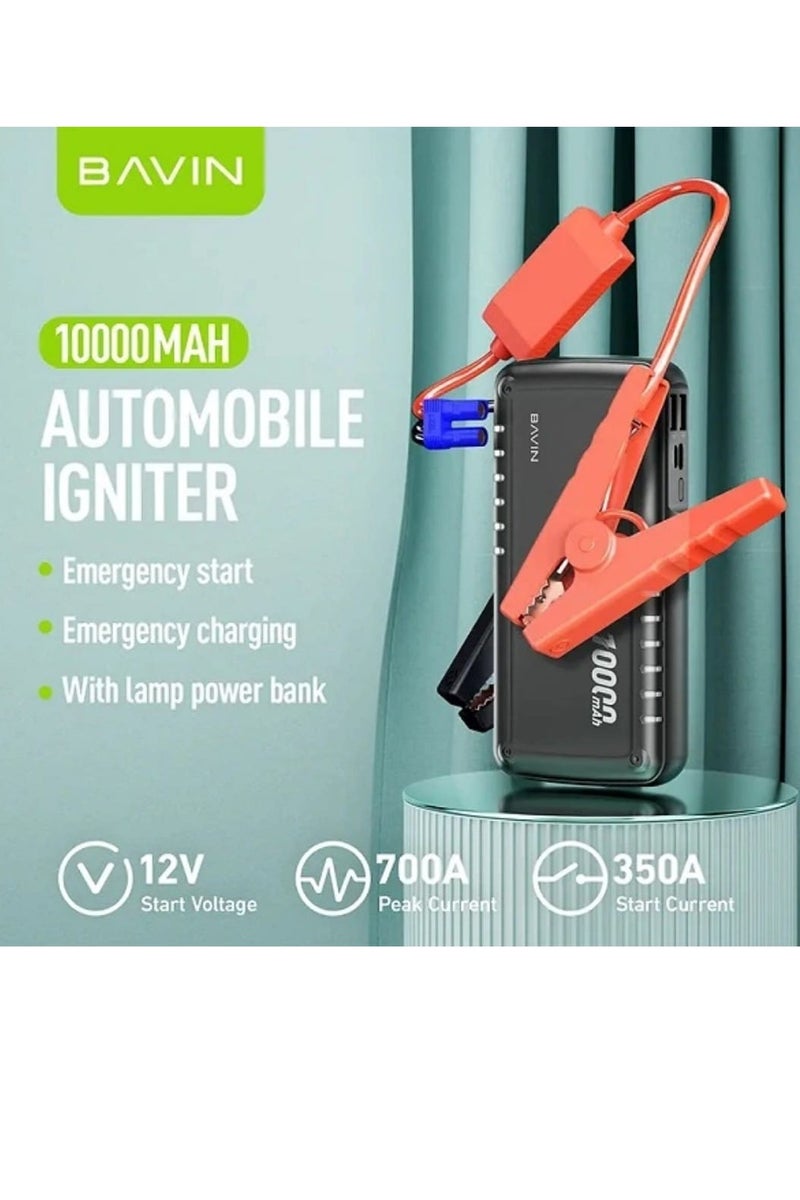 Bavin PC1015 10000mAh Automobile Powerbank and Car Igniter with SOS Flashing Light and DO Jack Smart Battery Clip For Car Emergency Start Ignition Portable Power Bank - Image 1