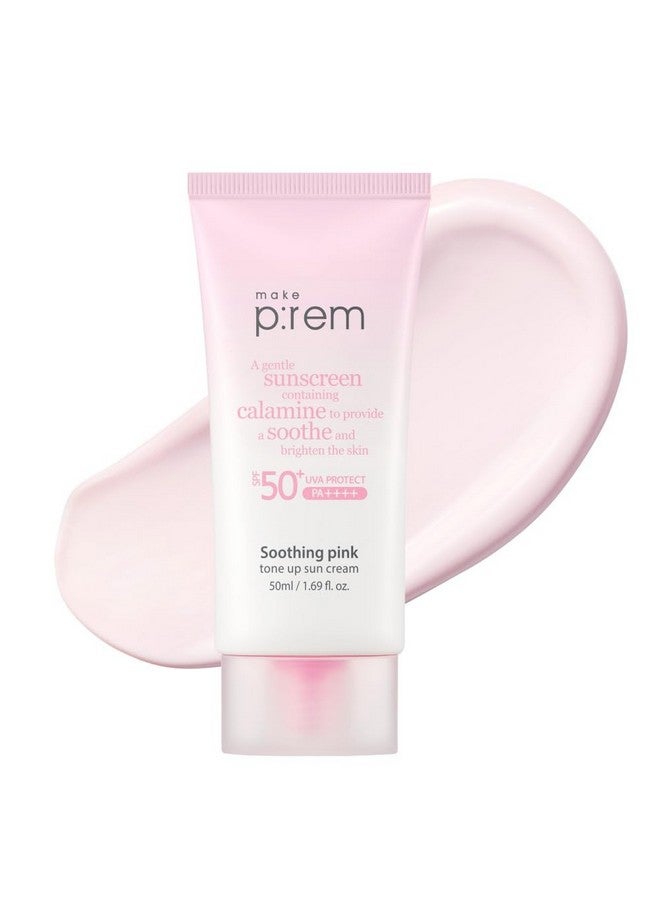 MAKEP:REM Make P:Rem Soothing Pink Tone Up Sun Cream, Mineral Sunscreen For Dehydrated Skin, Lightweight, Non-Greasy Formula, Skin Tone Correction, Korean Sunscreen, Spf 50, 1.69 Fl. Oz. 50Ml - Image 1