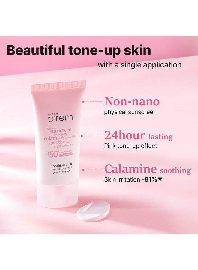 MAKEP:REM Make P:Rem Soothing Pink Tone Up Sun Cream, Mineral Sunscreen For Dehydrated Skin, Lightweight, Non-Greasy Formula, Skin Tone Correction, Korean Sunscreen, Spf 50, 1.69 Fl. Oz. 50Ml - Image 3