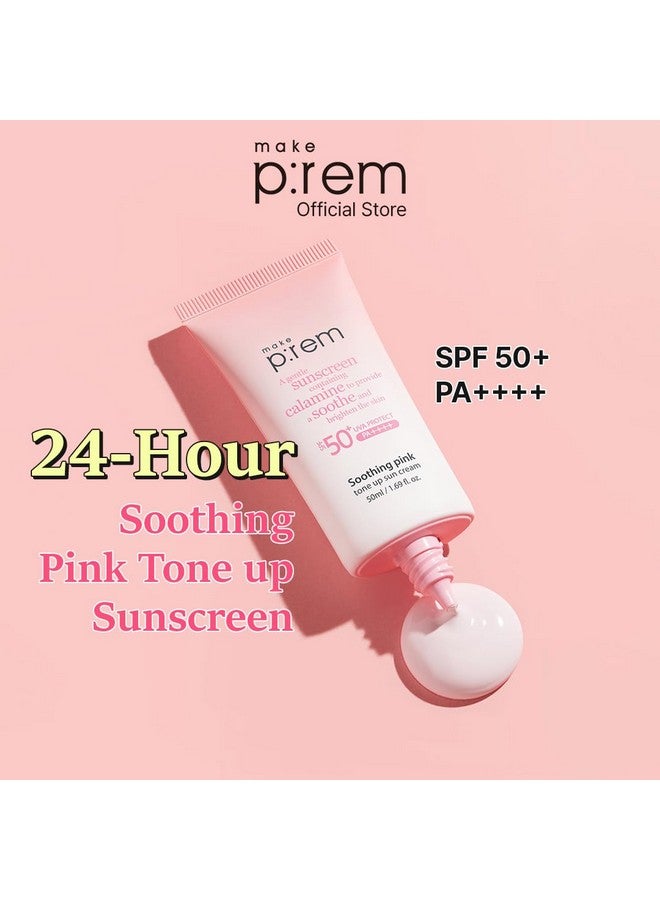 MAKEP:REM Make P:Rem Soothing Pink Tone Up Sun Cream, Mineral Sunscreen For Dehydrated Skin, Lightweight, Non-Greasy Formula, Skin Tone Correction, Korean Sunscreen, Spf 50, 1.69 Fl. Oz. 50Ml - Image 2