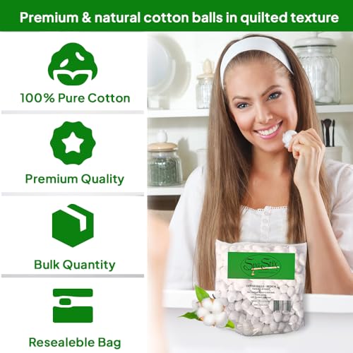 Spa Stix Cotton Balls. 500 Count Medium Size. Non Sterile Super Soft.,White - Image 5