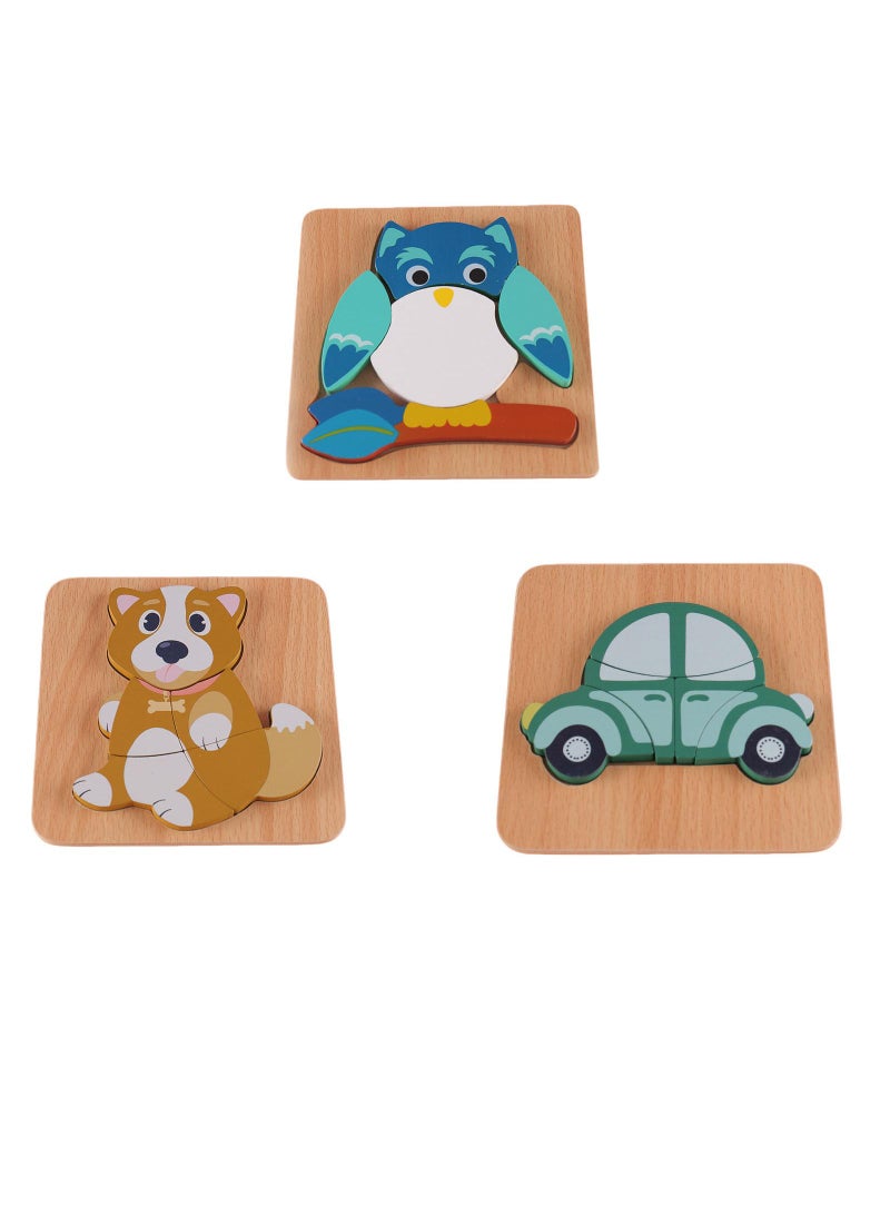 Y&D 3 Piece Set Children's Wooden 3D Puzzle Toy - Image 2