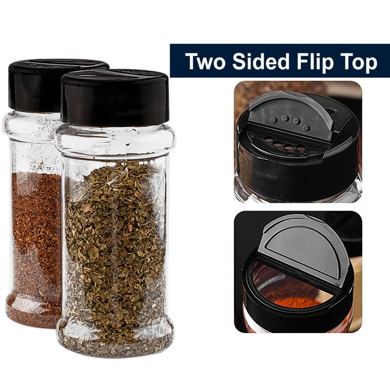 TUZAZO 14 Pcs Spice Bottles Plastic Seasoning Containers, 3 Oz Clear Plastic Spice Jars with Shaker Lids Empty for Spice & Herbs, Powders, Glitters, BPA Free | Heavy Duty | Wide Mouth | Dual Flaps - Image 3