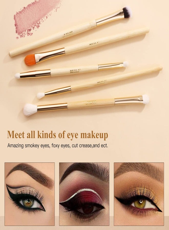 BEILI Eyeshadow Brushes Set 10pcs Duo End Eye Makeup Brushes Travel Makeup Brushes Set with Soft Synthetic Hairs & Real Bamboo Wood Handle for Eyeshadow, Blending,Concealer, Eyebrow, Eyeliners - Image 2