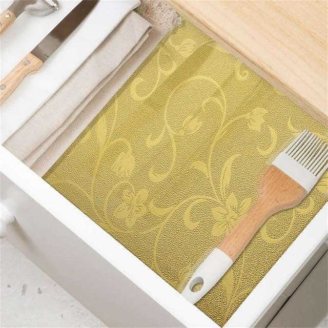 SUNBIRD Self Adhesive Oil-Proof Foil Wall Sticker,Aluminum Wallpaper Waterproof and Heat Resistant Kitchen Backsplash Contact Paper (Jasmine Gold, 30 x 121 cm) - Image 3