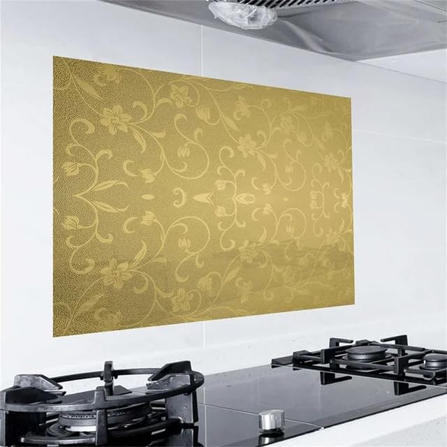 SUNBIRD Self Adhesive Oil-Proof Foil Wall Sticker,Aluminum Wallpaper Waterproof and Heat Resistant Kitchen Backsplash Contact Paper (Jasmine Gold, 30 x 121 cm) - Image 2