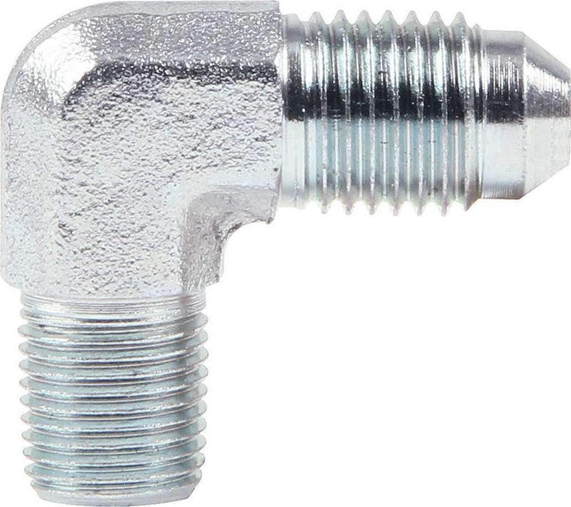 Allstar Performance Fitting Adapter 90 Degree 4 AN Male to 18 in NPT Male Steel Zinc Oxide Each