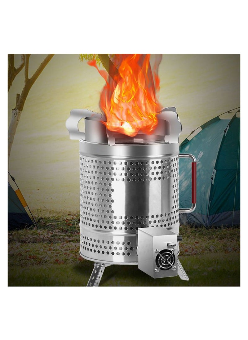 Generic - Outdoor Camping Wood Stove with Baking Pan Portable Stainless Steel Wood Stove Wood Stove for Outdoor Picnics - Image 1