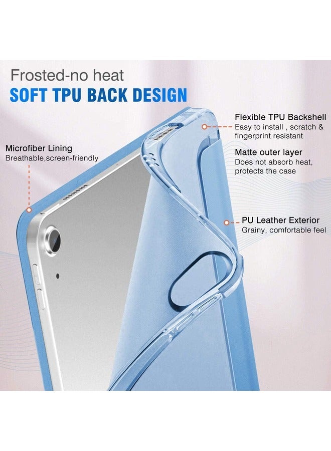 ELTRAZONE Sky Blue Trifold Stand Case for iPad Air (13-inch, M2 2024) & iPad Pro 12.9-inch (4th/5th/6th Gen) with Pencil Holder - Image 2