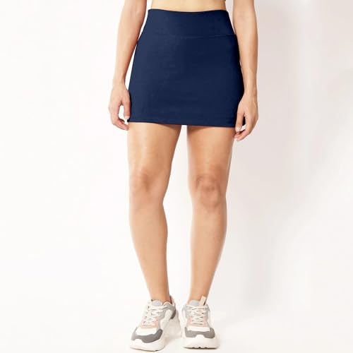 Mehrang Skirt with Shorts for Women's & Girl's Solid High Waist Flared Skater Short Mini Skirt (XS, Navy) - Image 3