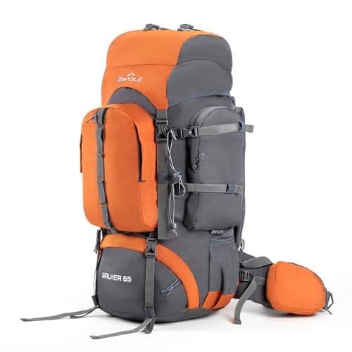 Tripole Walker 65 Litre Rucksack for Trekking and Travel | Laptop Sleeve | Water Repellent | Rain Cover | 3 Year Warranty (Orange, 65) - Image 2
