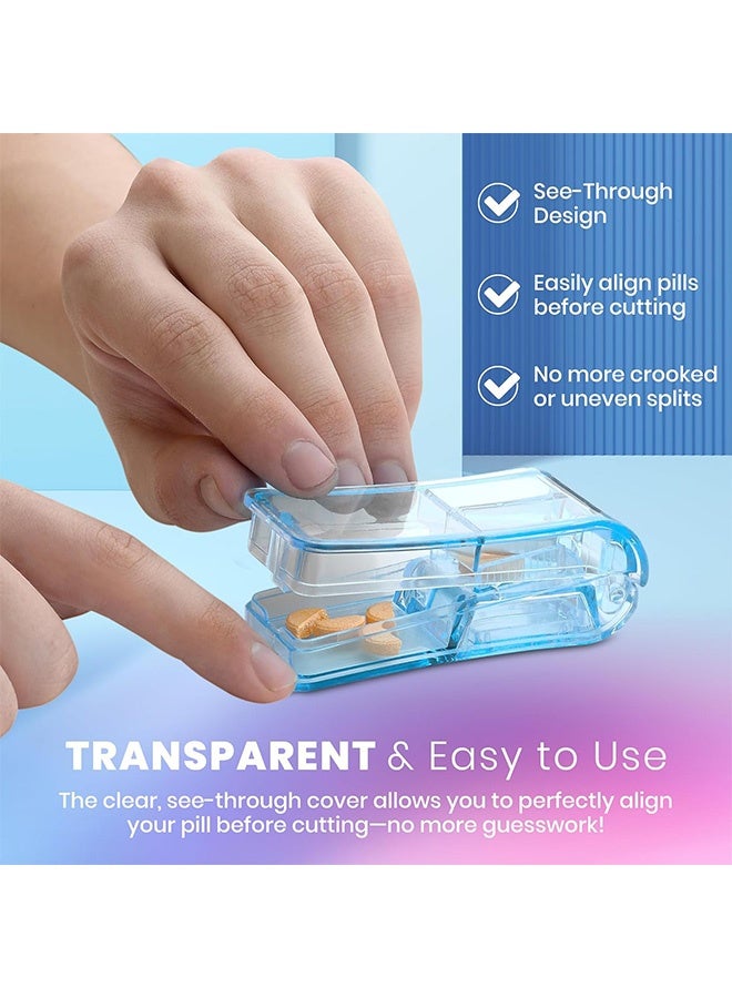 2 pcs Pill Cutter for Small or Large Pills,Pill Cutters with V-Grip for Small and Medication,Easily Cut Pills,Splitter(Blue & Black) - Image 4