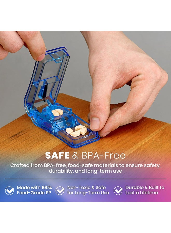 2 pcs Pill Cutter for Small or Large Pills,Pill Cutters with V-Grip for Small and Medication,Easily Cut Pills,Splitter(Blue & Black) - Image 5