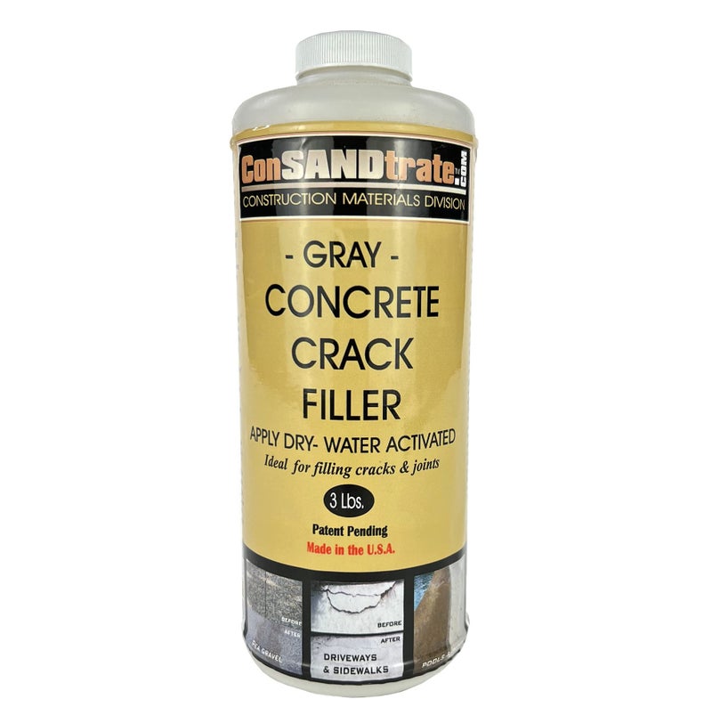 ConSandtrate Concrete Crack Filler - Gray - 3 lb. (Single Bottle) for filling in concrete cracks on driveways, walkways and patios. - Image 1